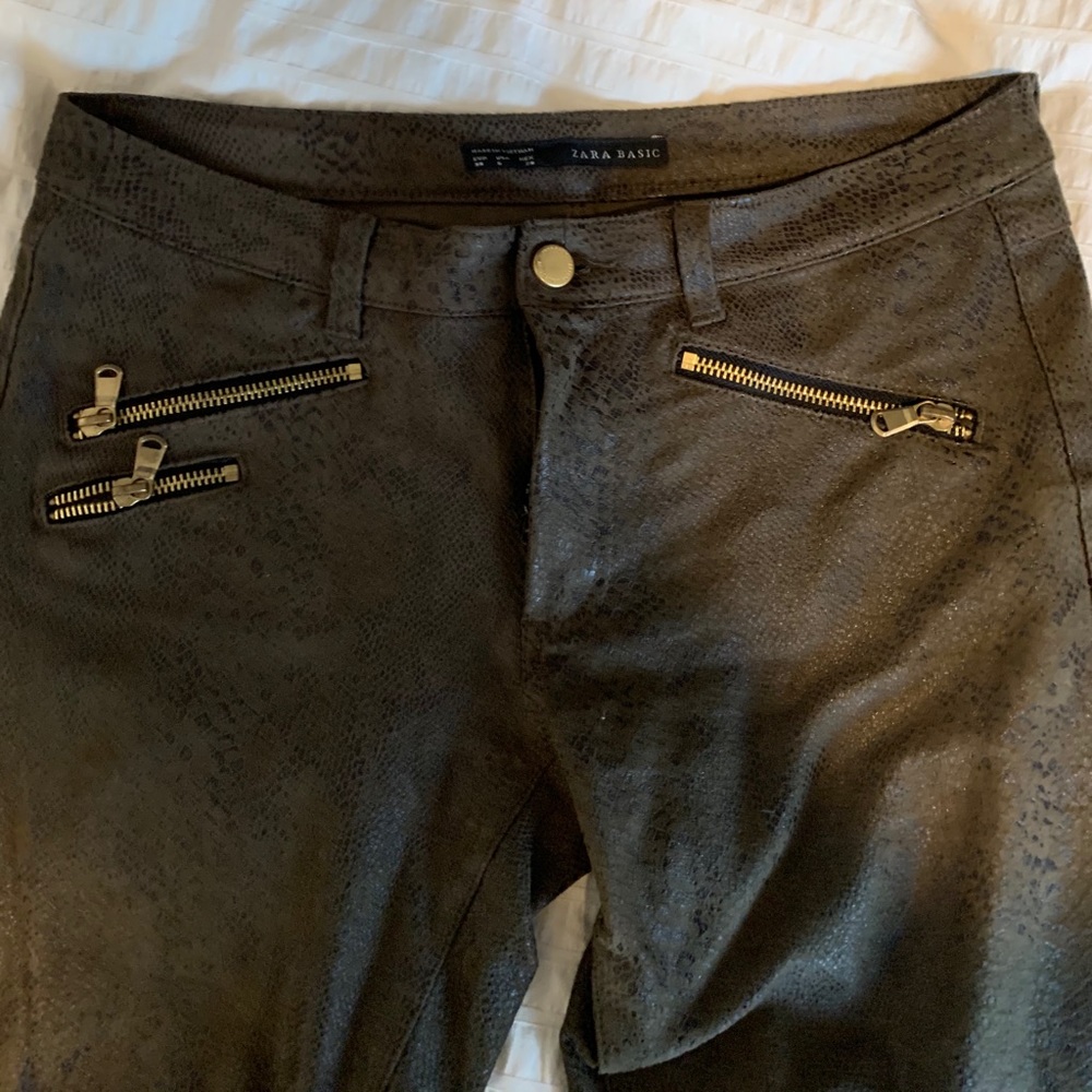 Zara Faux Leather Snake Print Pants